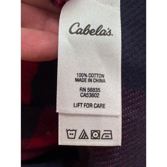 Cabela's Women's Flannel Buffalo Red Black Plaid Button Up Jacket Shirt Sz L - Picture 9 of 10